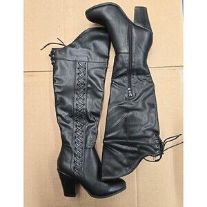 Journee Collection Women's Spritz-p Stacked Heel Over The Knee Boots  Size 6 1/2